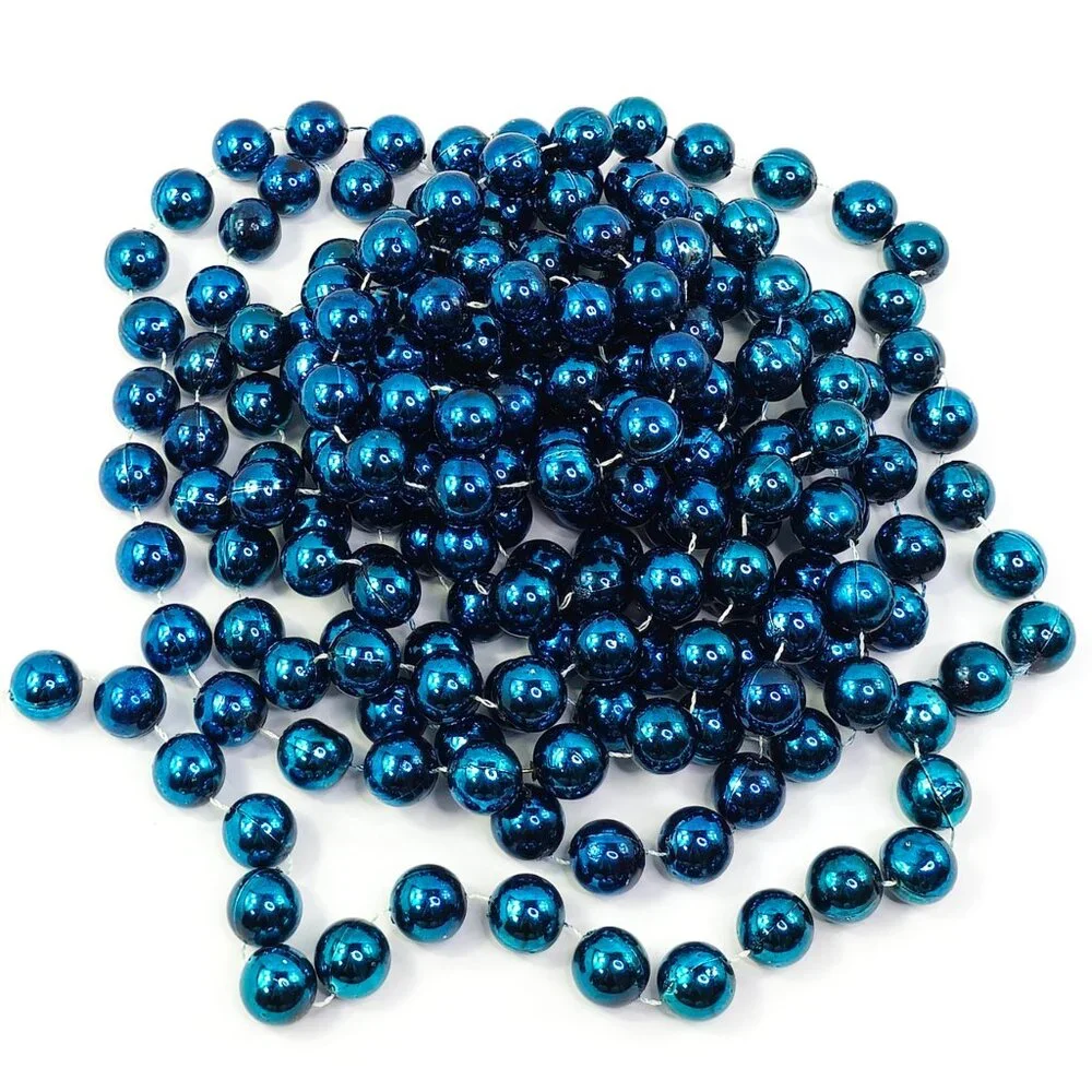 Vintage Holiday Blue Plastic Beaded Garland Set